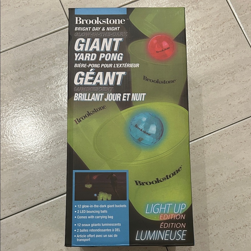 NEW 🆕 Brookstone Light-Up Yard Pong Set with Glow Buckets Sealed